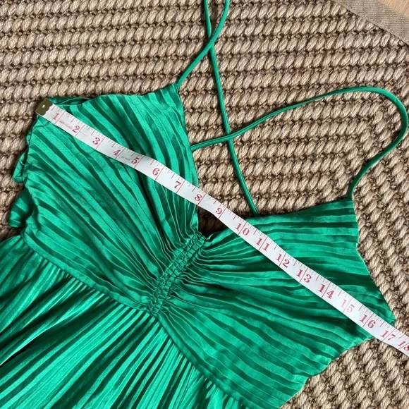 A.L.C. Aries Pleated Maxi Dress Green Elegant Size 6 Formal Wedding Guest Prom - Picture 13 of 16
